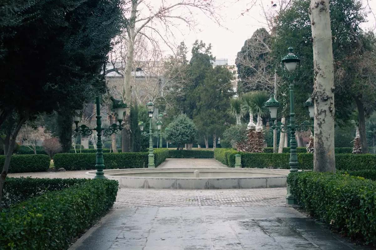 tranquil paths lined with trees and bushes.