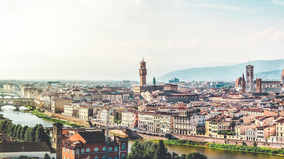 aerial river view of Florence.