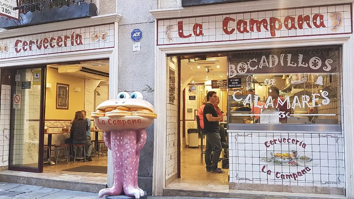 entrances to La Campana restaurant in Madrid.