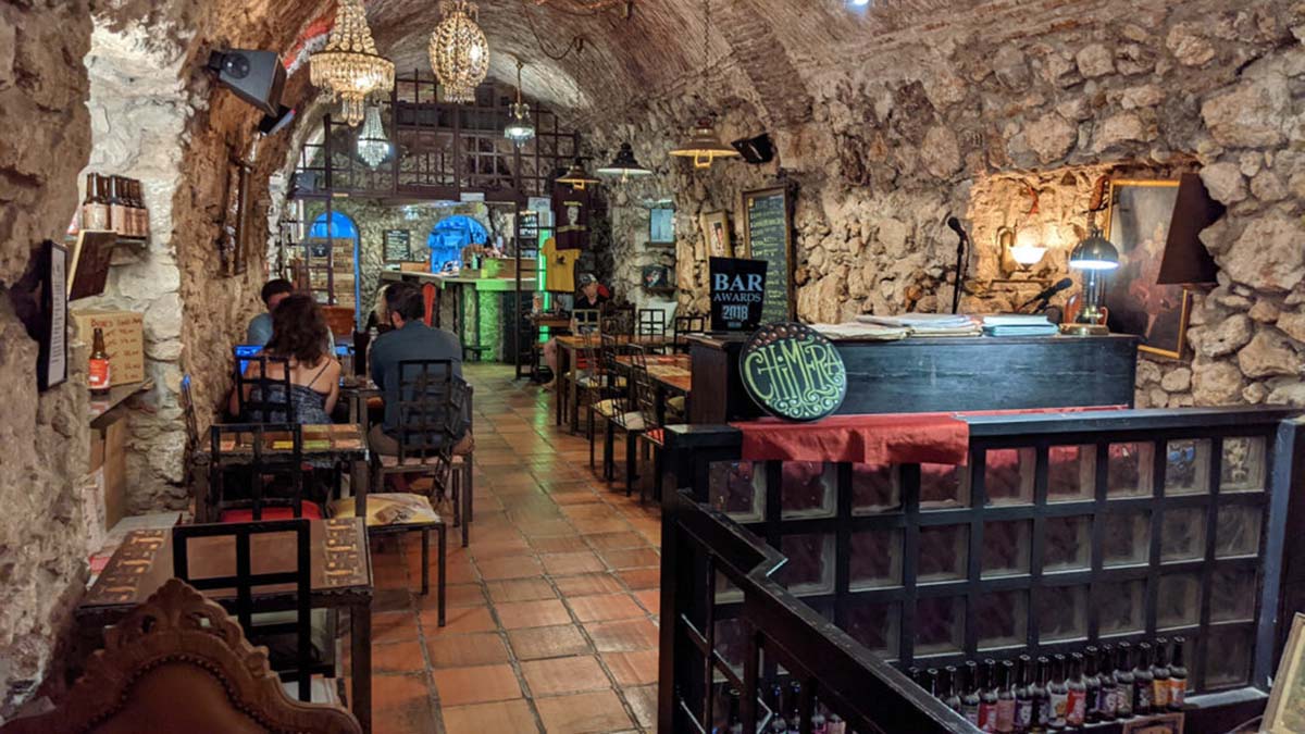 restaurant located in an ancient brick tunnel.