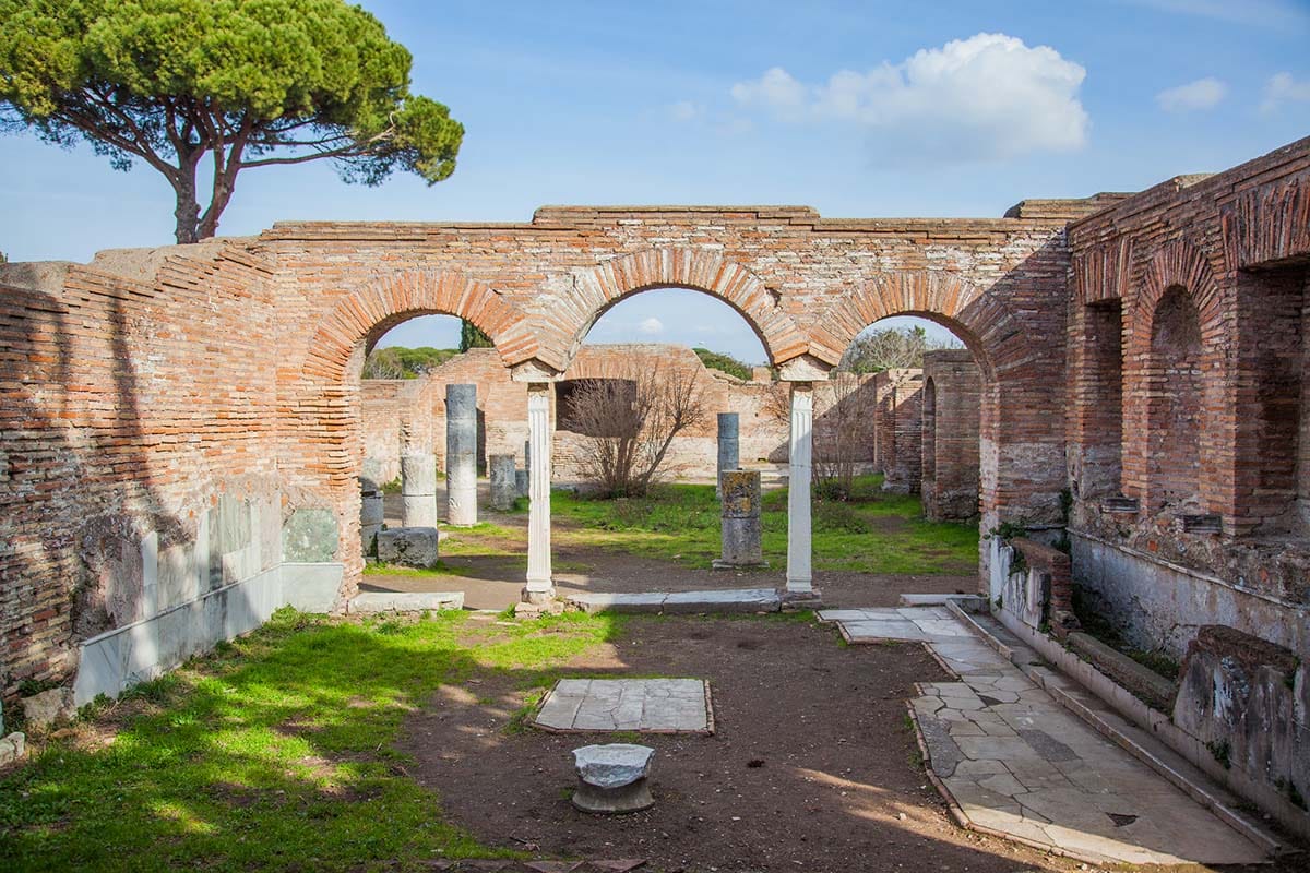 ancient stone arches from a ruined building.