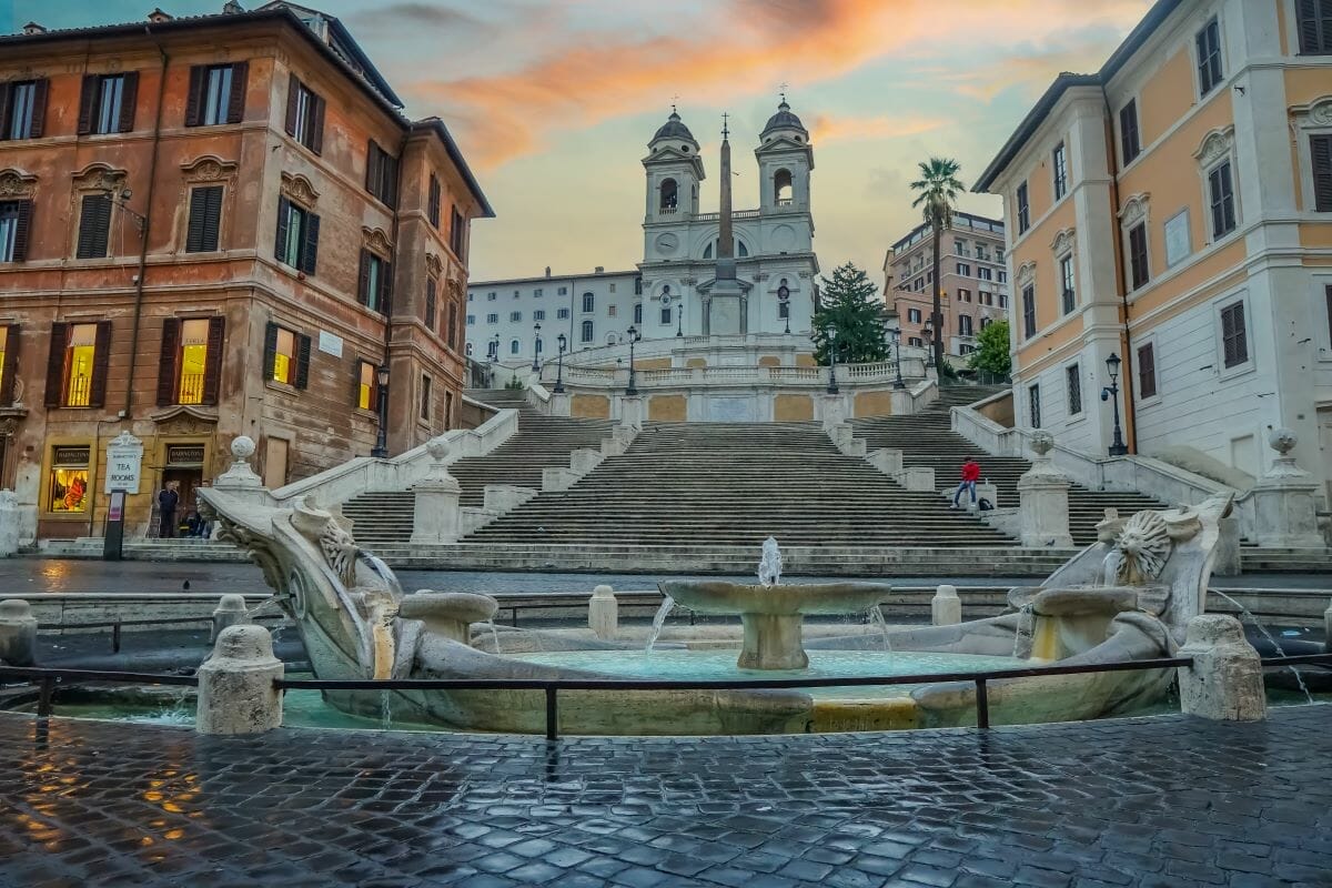 tall stone staircase leading to a historic monument.